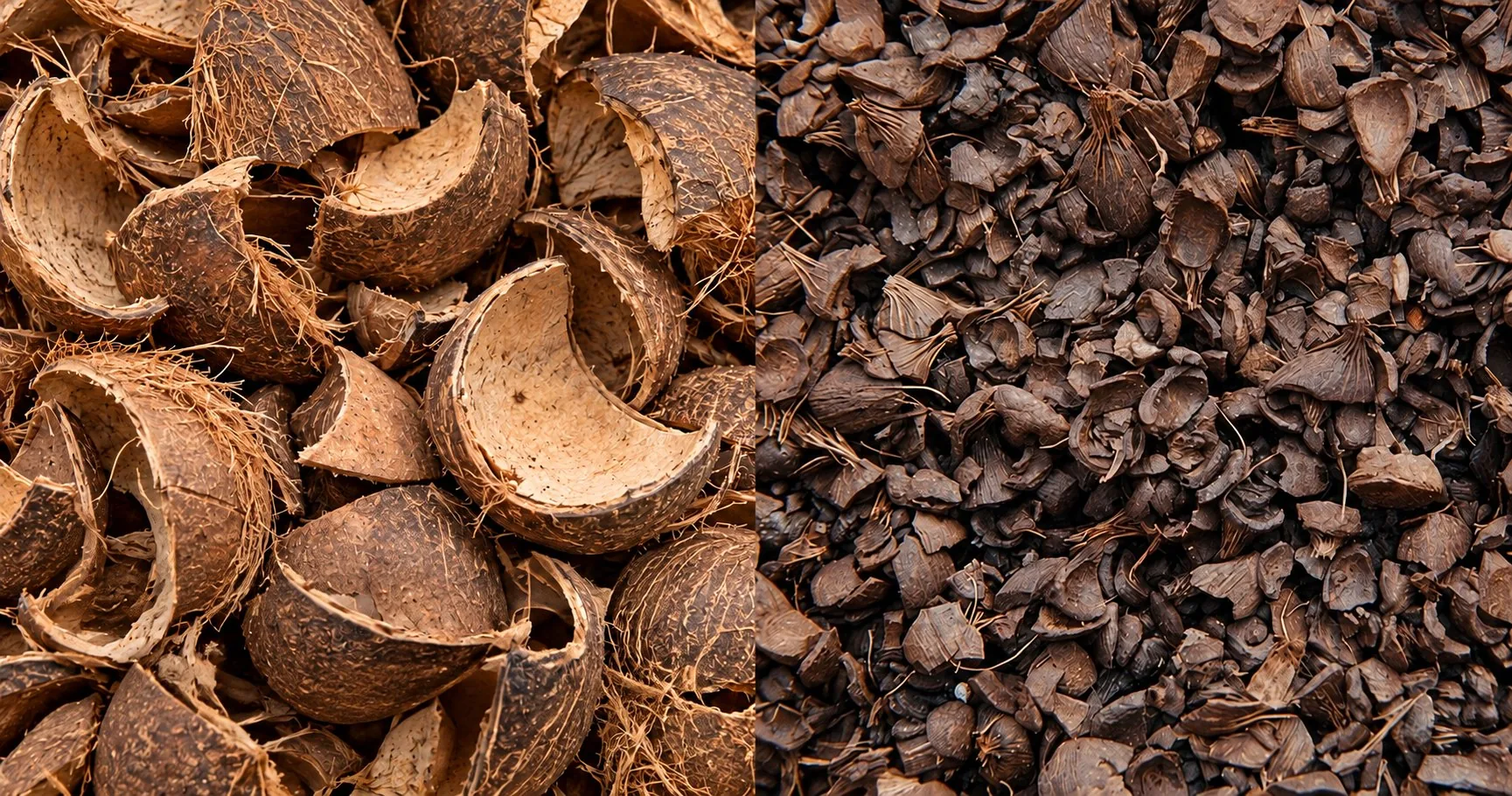 Coconut shells and palm kernel shells used as biomass